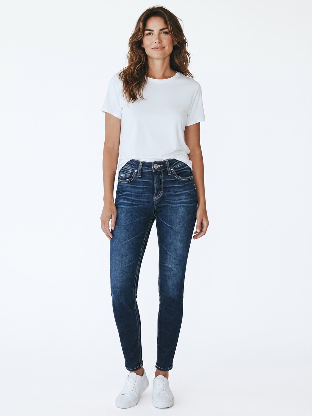 Silver Jeans Women’s Skinny Jeans in Dark Blue Wash